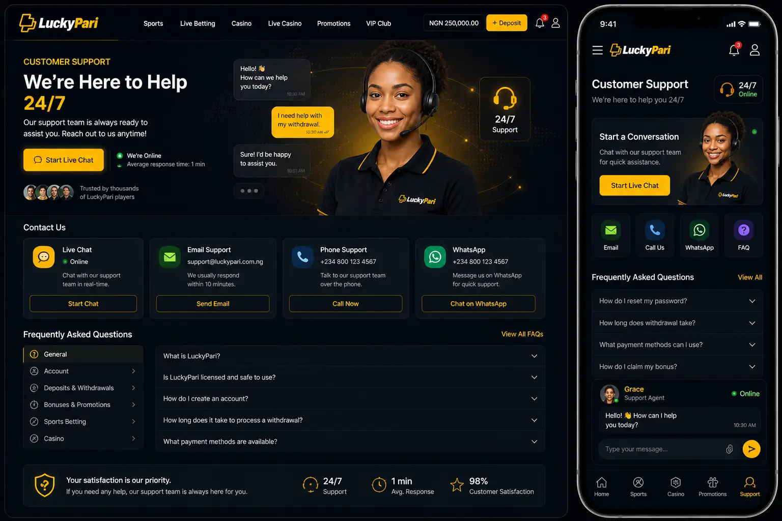 LuckyPari Nigeria Customer Support