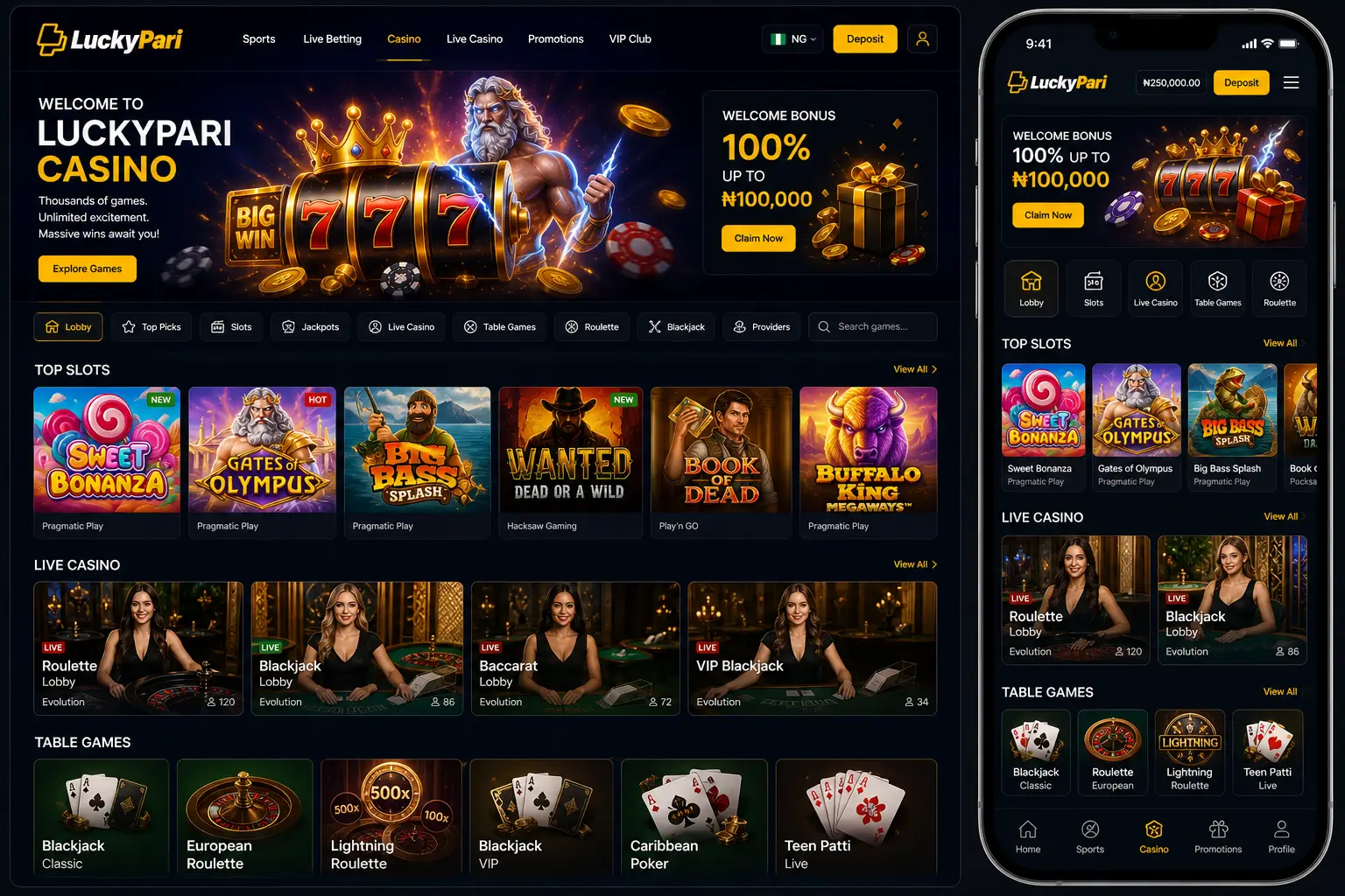 LuckyPari Casino Games in Nigeria